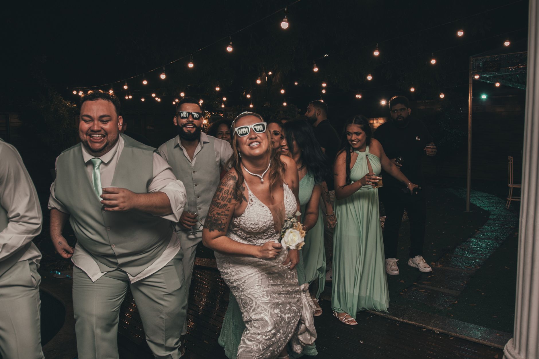 Friends laughing together at a party